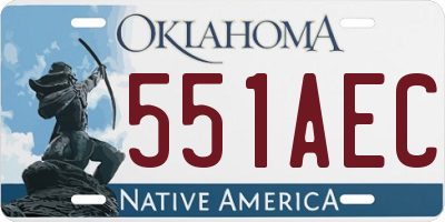 OK license plate 551AEC