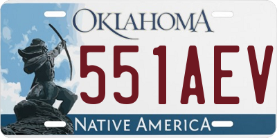 OK license plate 551AEV