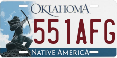 OK license plate 551AFG