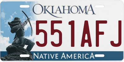 OK license plate 551AFJ