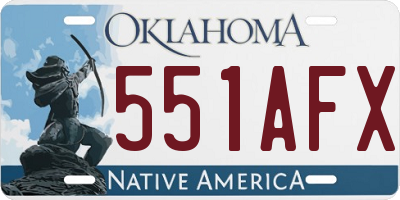 OK license plate 551AFX