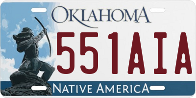 OK license plate 551AIA