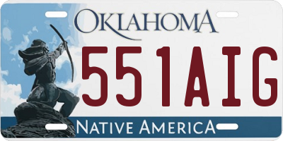 OK license plate 551AIG