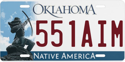 OK license plate 551AIM
