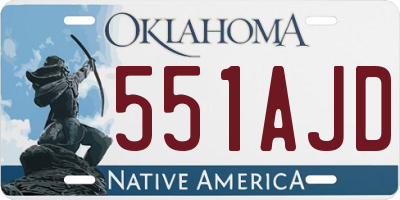 OK license plate 551AJD