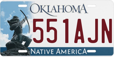 OK license plate 551AJN
