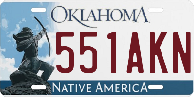 OK license plate 551AKN