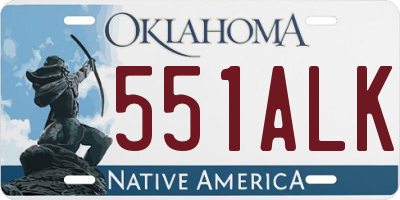OK license plate 551ALK