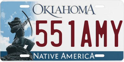 OK license plate 551AMY