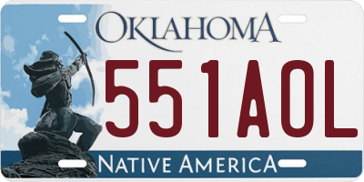 OK license plate 551AOL