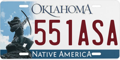 OK license plate 551ASA