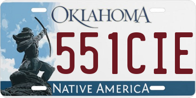 OK license plate 551CIE