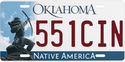 OK license plate 551CIN