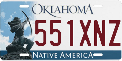 OK license plate 551XNZ