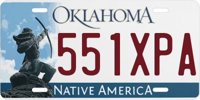 OK license plate 551XPA