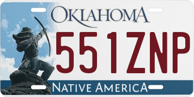 OK license plate 551ZNP