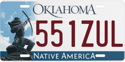 OK license plate 551ZUL