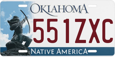 OK license plate 551ZXC