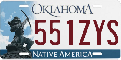 OK license plate 551ZYS