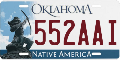 OK license plate 552AAI
