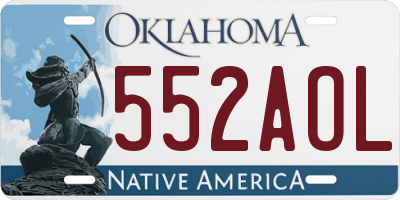 OK license plate 552AOL