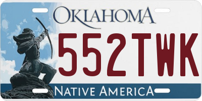 OK license plate 552TWK