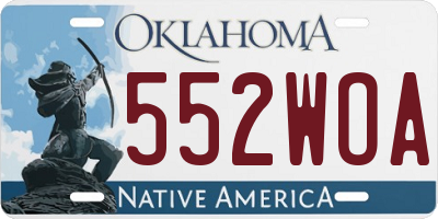 OK license plate 552WOA