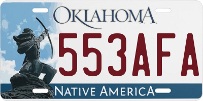 OK license plate 553AFA