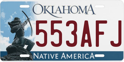 OK license plate 553AFJ