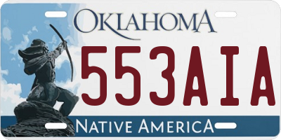 OK license plate 553AIA