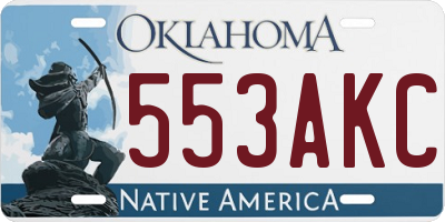 OK license plate 553AKC