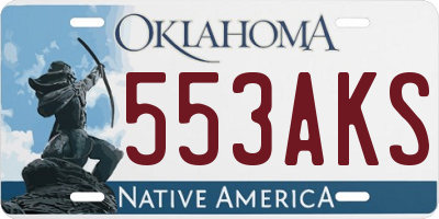 OK license plate 553AKS