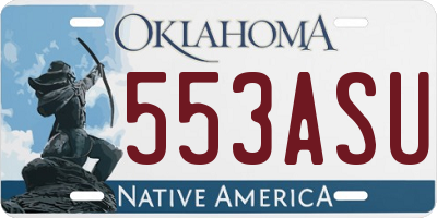 OK license plate 553ASU