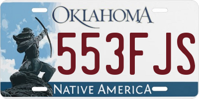 OK license plate 553FJS