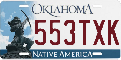 OK license plate 553TXK