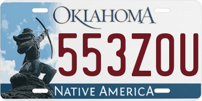 OK license plate 553ZOU