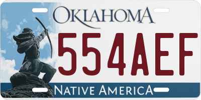 OK license plate 554AEF