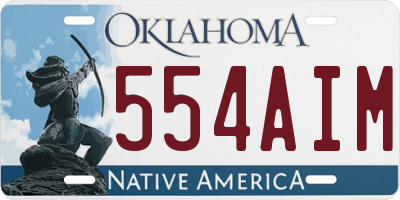 OK license plate 554AIM