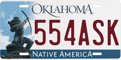 OK license plate 554ASK