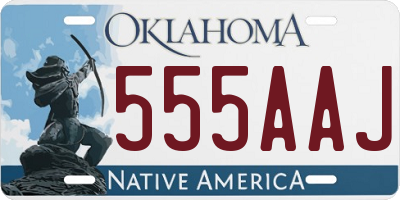 OK license plate 555AAJ