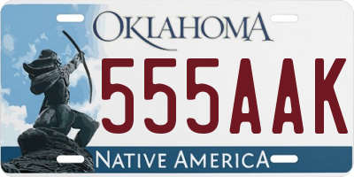 OK license plate 555AAK