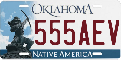 OK license plate 555AEV