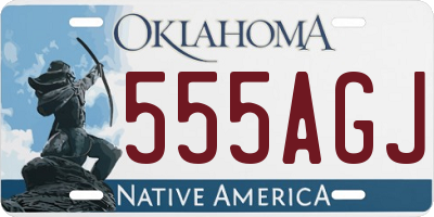 OK license plate 555AGJ