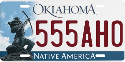 OK license plate 555AHO
