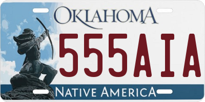 OK license plate 555AIA