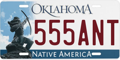 OK license plate 555ANT