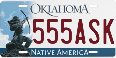 OK license plate 555ASK