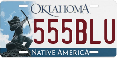 OK license plate 555BLU