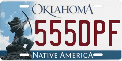 OK license plate 555DPF