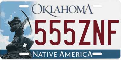 OK license plate 555ZNF